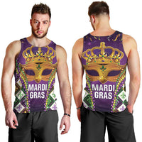 King Mask Mardi Gras Men Tank Top Let's Party Beadeds With Fleur De Lis - Wonder Print Shop