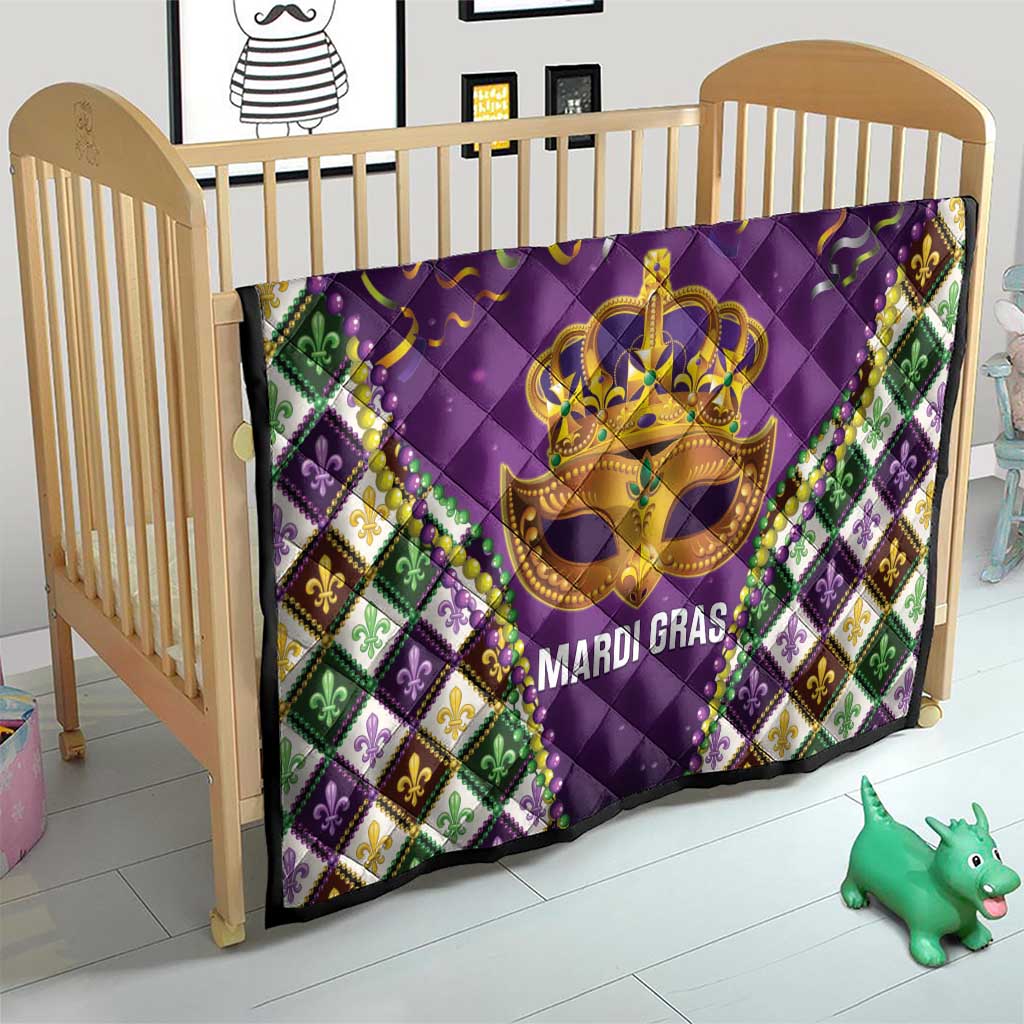 King Mask Mardi Gras Quilt Let's Party Beadeds With Fleur De Lis - Wonder Print Shop