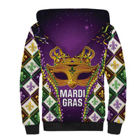 King Mask Mardi Gras Sherpa Hoodie Let's Party Beadeds With Fleur De Lis - Wonder Print Shop