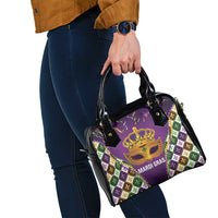 King Mask Mardi Gras Shoulder Handbag Let's Party Beadeds With Fleur De Lis