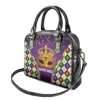 King Mask Mardi Gras Shoulder Handbag Let's Party Beadeds With Fleur De Lis