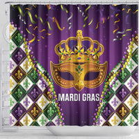 King Mask Mardi Gras Shower Curtain Let's Party Beadeds With Fleur De Lis