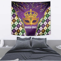 King Mask Mardi Gras Tapestry Let's Party Beadeds With Fleur De Lis - Wonder Print Shop