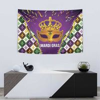 King Mask Mardi Gras Tapestry Let's Party Beadeds With Fleur De Lis - Wonder Print Shop