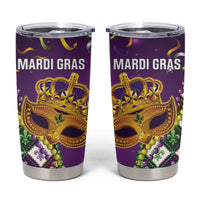 King Mask Mardi Gras Tumbler Cup Let's Party Beadeds With Fleur De Lis - Wonder Print Shop