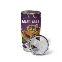 King Mask Mardi Gras Tumbler Cup Let's Party Beadeds With Fleur De Lis - Wonder Print Shop