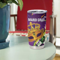 King Mask Mardi Gras Tumbler Cup Let's Party Beadeds With Fleur De Lis - Wonder Print Shop
