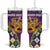 King Mask Mardi Gras Tumbler With Handle Let's Party Beadeds With Fleur De Lis - Wonder Print Shop