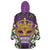 King Mask Mardi Gras Wearable Blanket Hoodie Let's Party Beadeds With Fleur De Lis - Wonder Print Shop