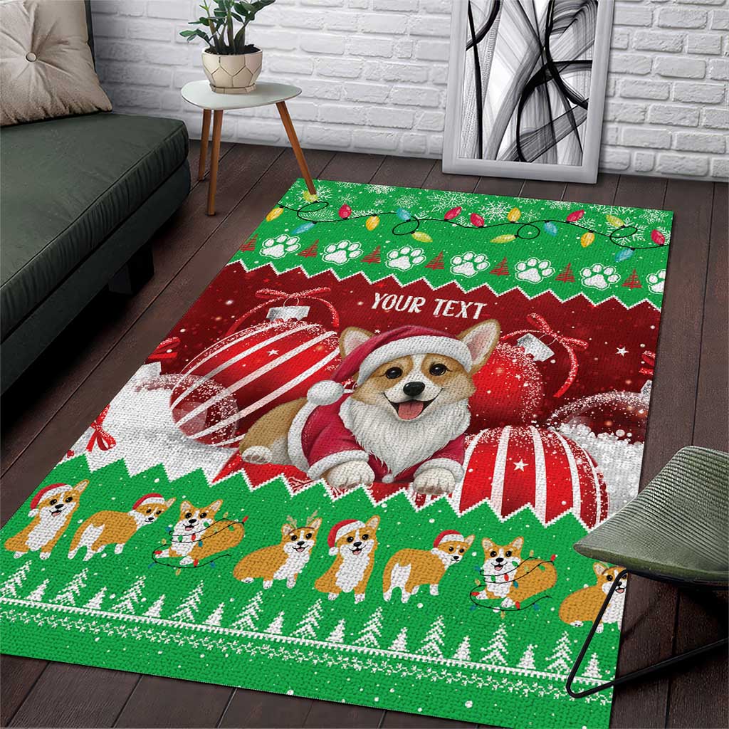 Personalised Wales Corgi Christmas Area Rug Merry Corg-mas Flag Color - Wonder Print Shop