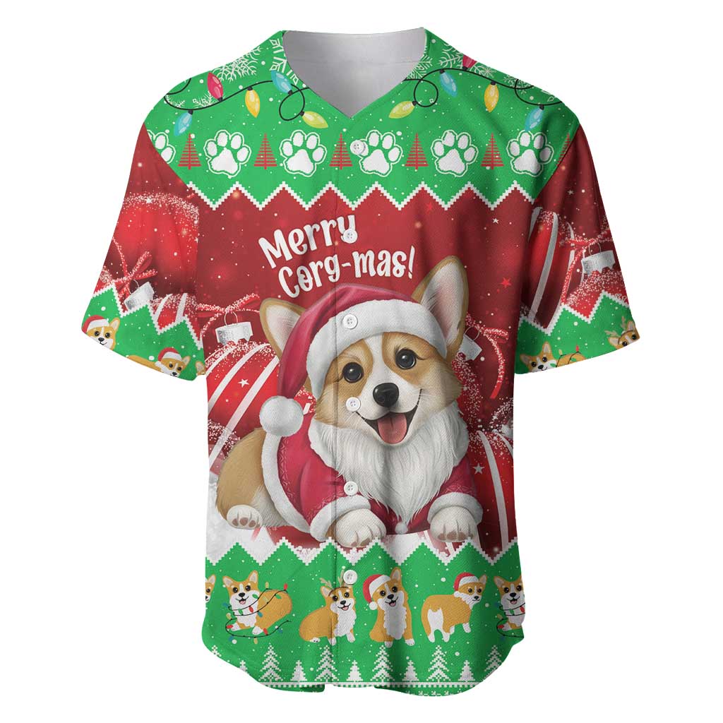 Personalised Wales Corgi Christmas Baseball Jersey Merry Corg-mas Flag Color - Wonder Print Shop