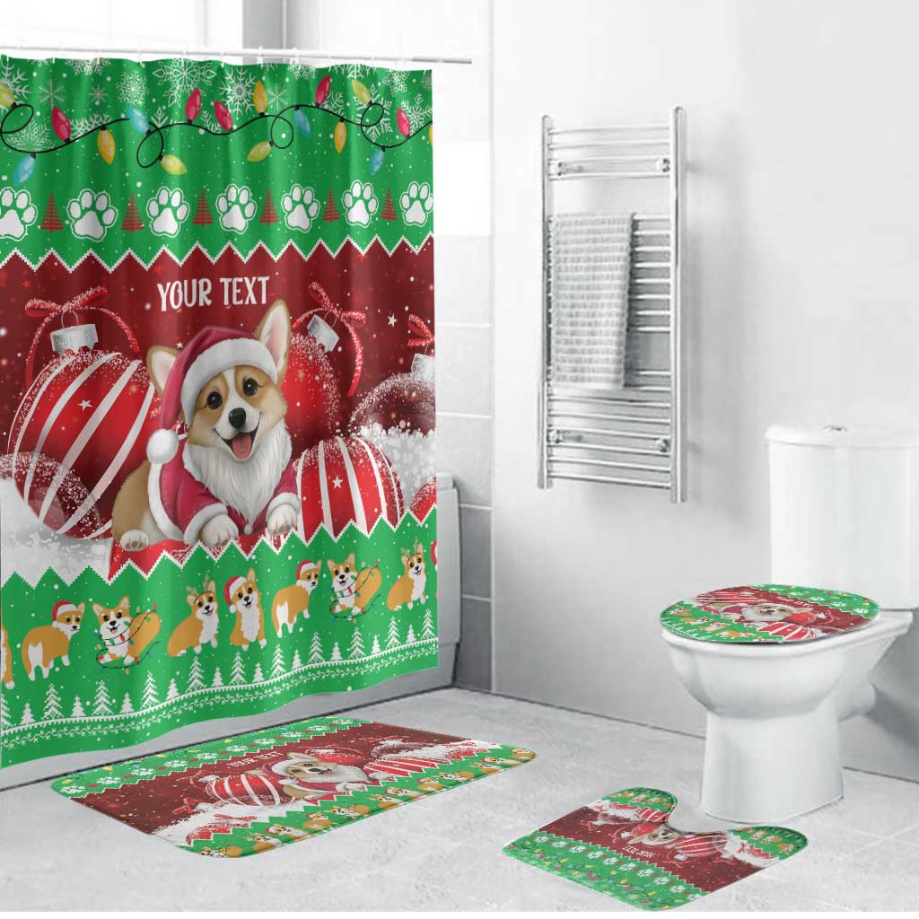 Personalised Wales Corgi Christmas Bathroom Set Merry Corg-mas Flag Color - Wonder Print Shop