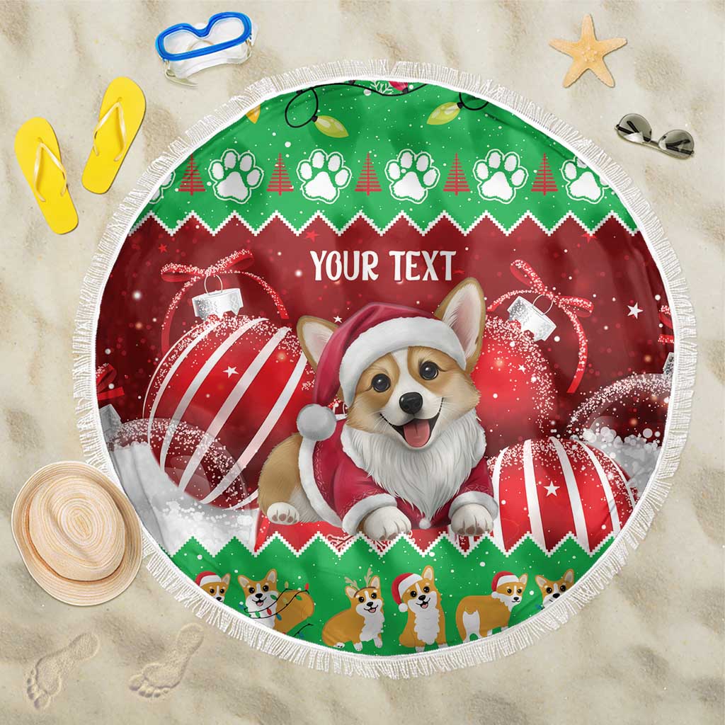Personalised Wales Corgi Christmas Beach Blanket Merry Corg-mas Flag Color - Wonder Print Shop