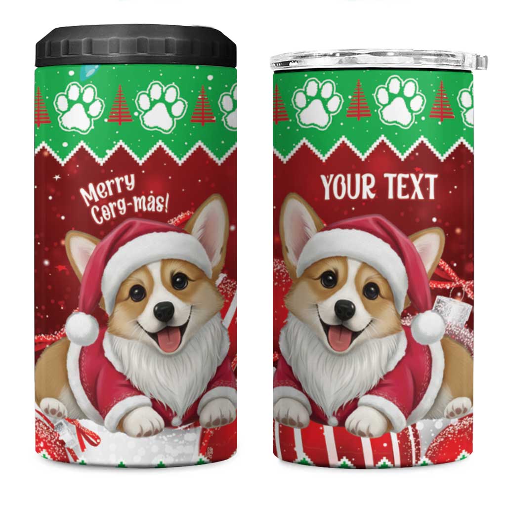 Personalised Wales Corgi Christmas 4 in 1 Can Cooler Tumbler Merry Corg-mas Flag Color - Wonder Print Shop