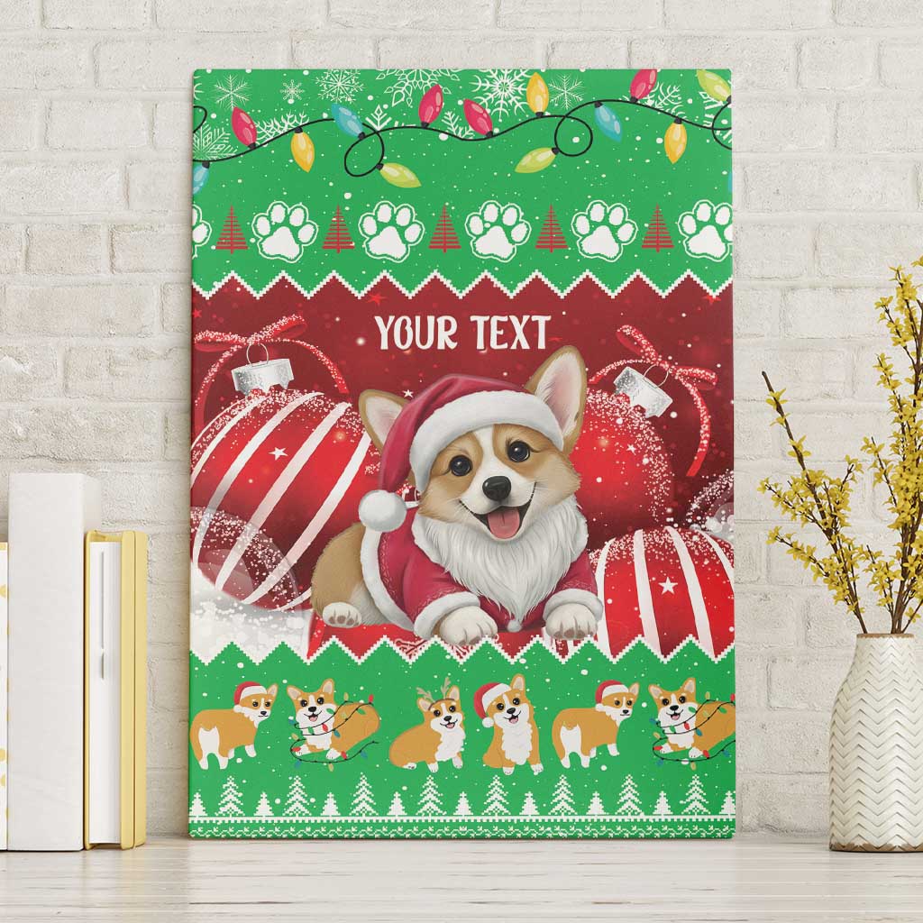 Personalised Wales Corgi Christmas Canvas Wall Art Merry Corg-mas Flag Color - Wonder Print Shop