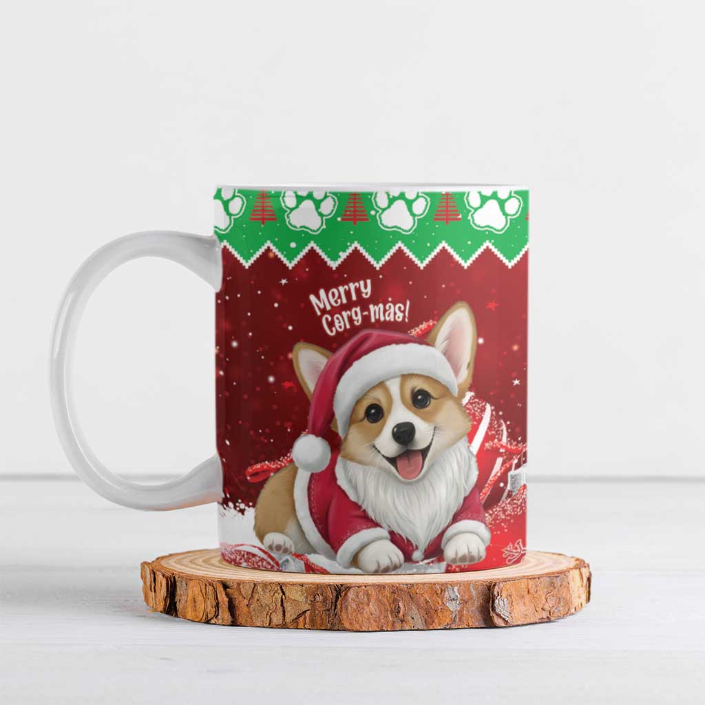 Personalised Wales Corgi Christmas Ceramic Mug Merry Corg-mas Flag Color - Wonder Print Shop
