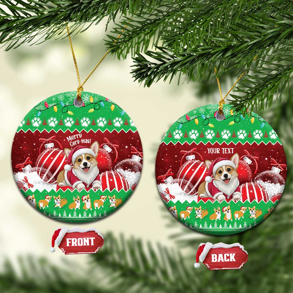 Personalised Wales Corgi Christmas Ceramic Ornament Merry Corg-mas Flag Color - Wonder Print Shop