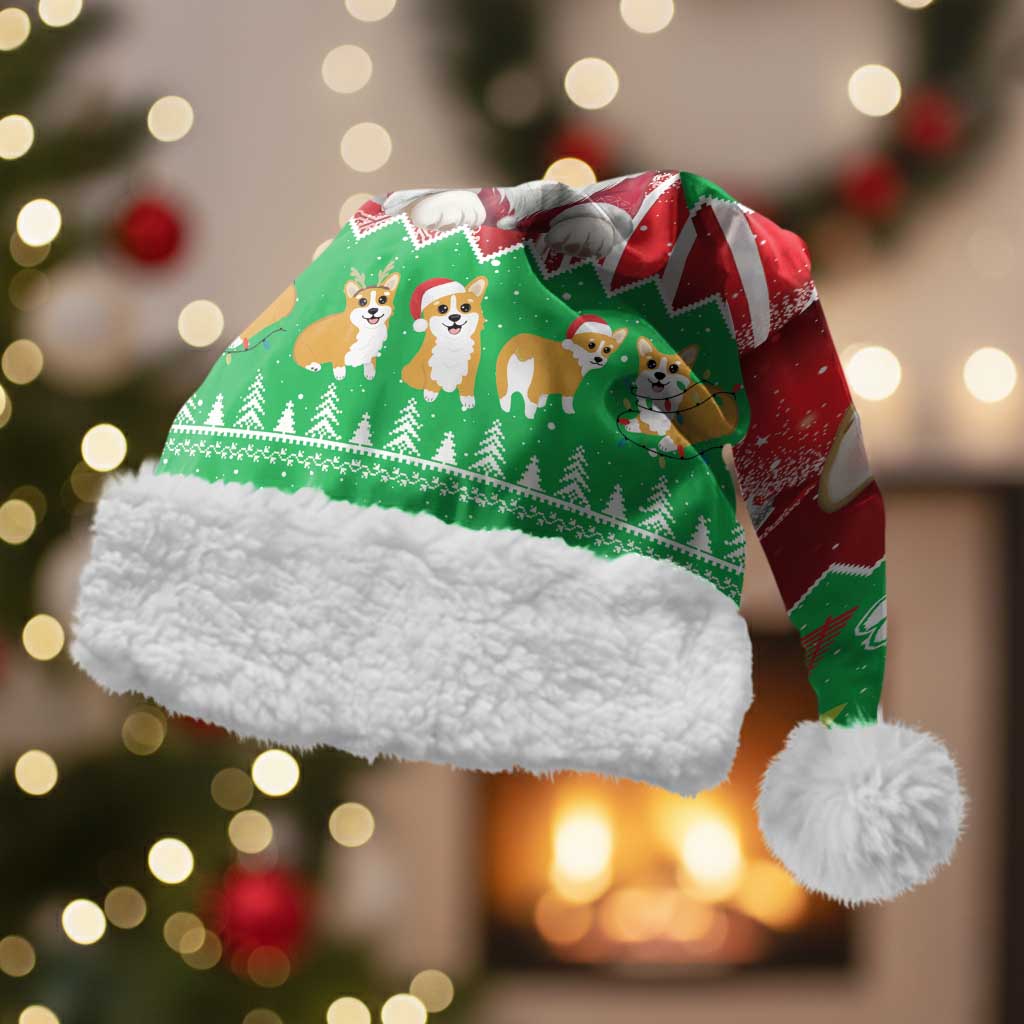 Personalised Wales Corgi Christmas Santa Hat Merry Corg-mas Flag Color - Wonder Print Shop