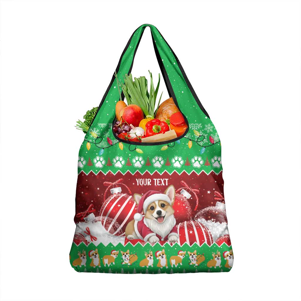 Personalised Wales Corgi Christmas Grocery Bag Merry Corg-mas Flag Color - Wonder Print Shop