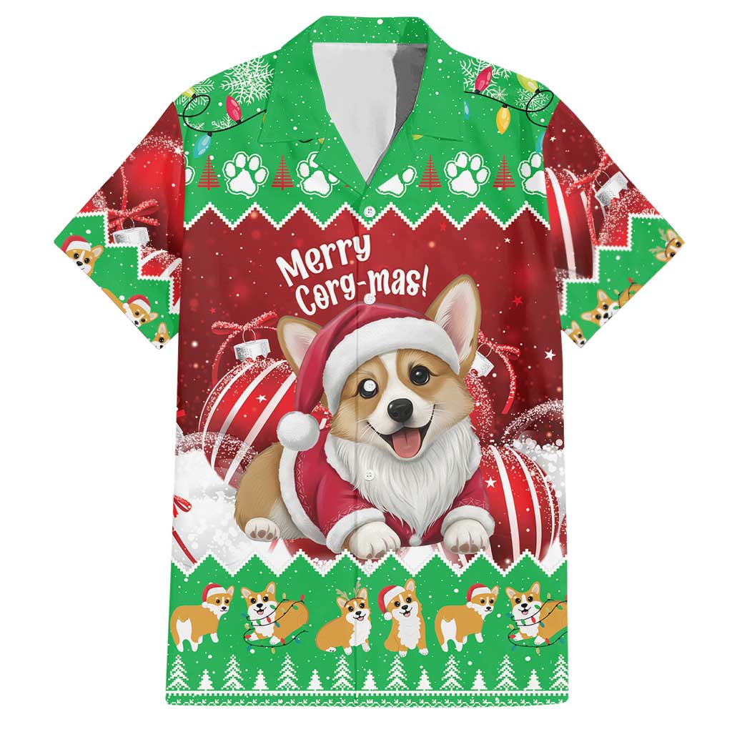 Personalised Wales Corgi Christmas Hawaiian Shirt Merry Corg-mas Flag Color - Wonder Print Shop