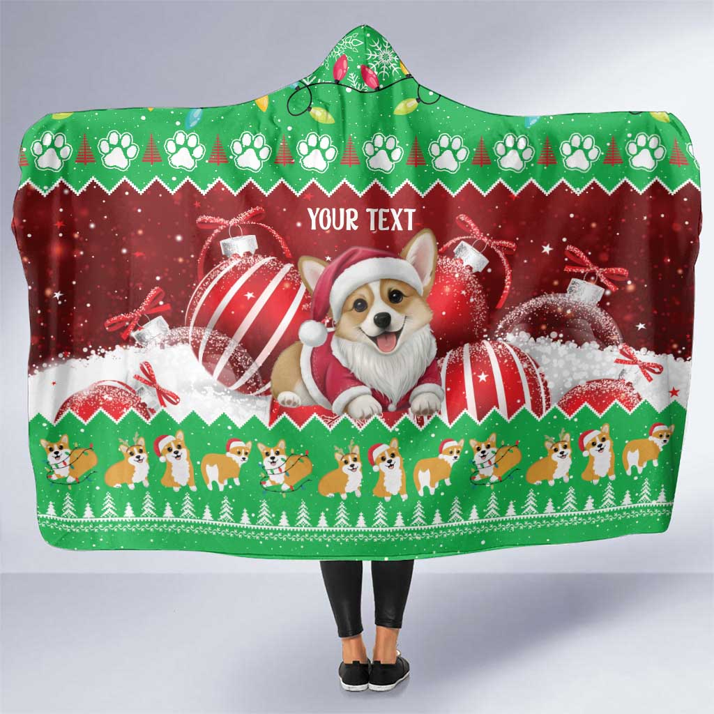 Personalised Wales Corgi Christmas Hooded Blanket Merry Corg-mas Flag Color - Wonder Print Shop