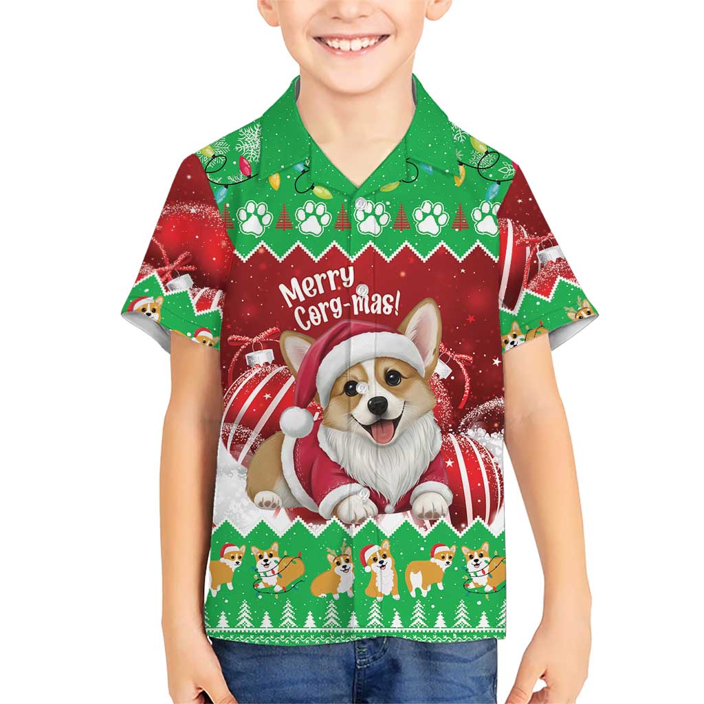 Personalised Wales Corgi Christmas Kid Hawaiian Shirt Merry Corg-mas Flag Color - Wonder Print Shop