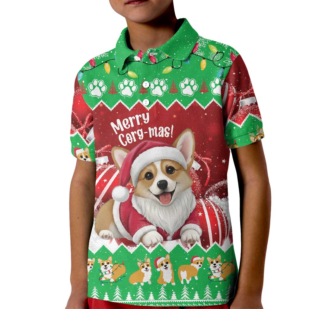 Personalised Wales Corgi Christmas Kid Polo Shirt Merry Corg-mas Flag Color - Wonder Print Shop