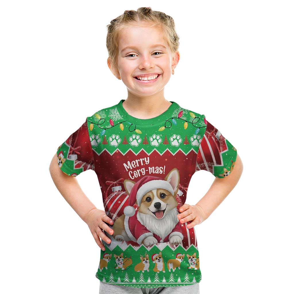 Personalised Wales Corgi Christmas Kid T Shirt Merry Corg-mas Flag Color - Wonder Print Shop