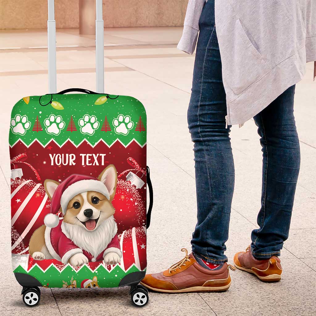 Personalised Wales Corgi Christmas Luggage Cover Merry Corg-mas Flag Color - Wonder Print Shop