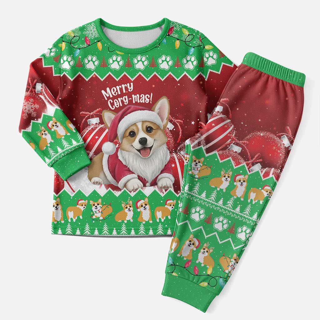 Personalised Wales Corgi Christmas Pajama Set Merry Corg-mas Flag Color - Wonder Print Shop