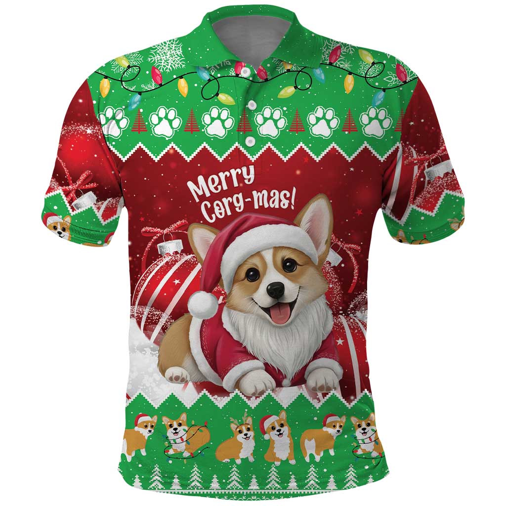 Personalised Wales Corgi Christmas Polo Shirt Merry Corg-mas Flag Color - Wonder Print Shop