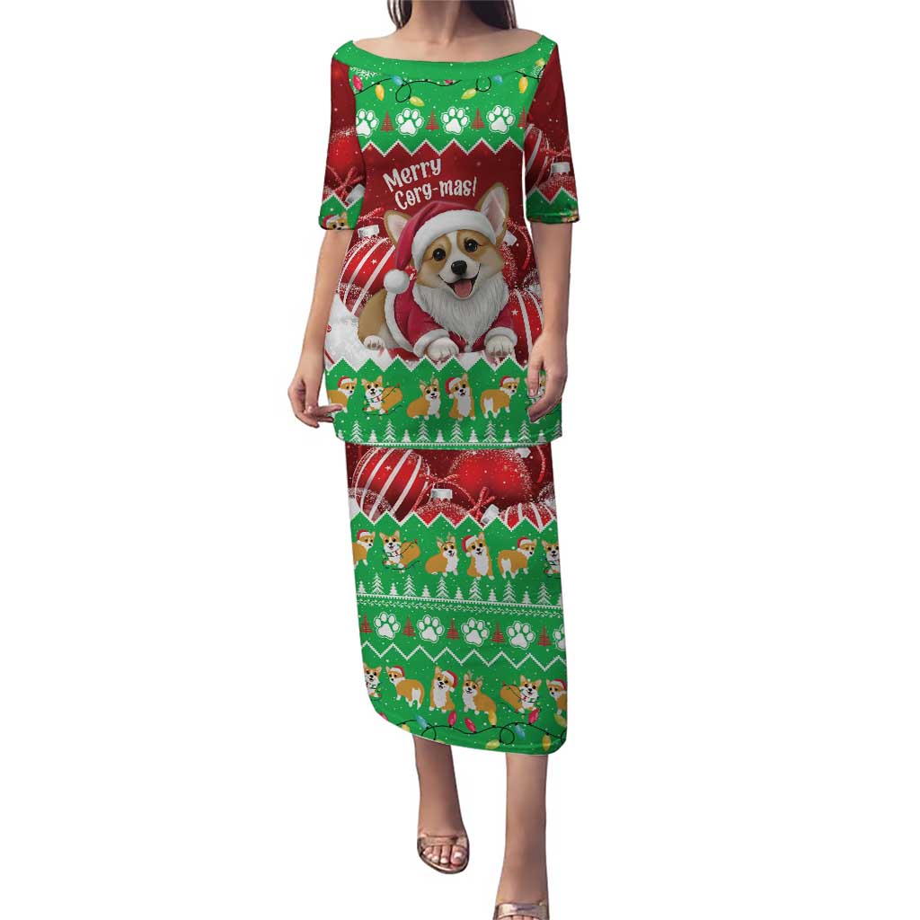 Personalised Wales Corgi Christmas Puletasi Merry Corg-mas Flag Color - Wonder Print Shop