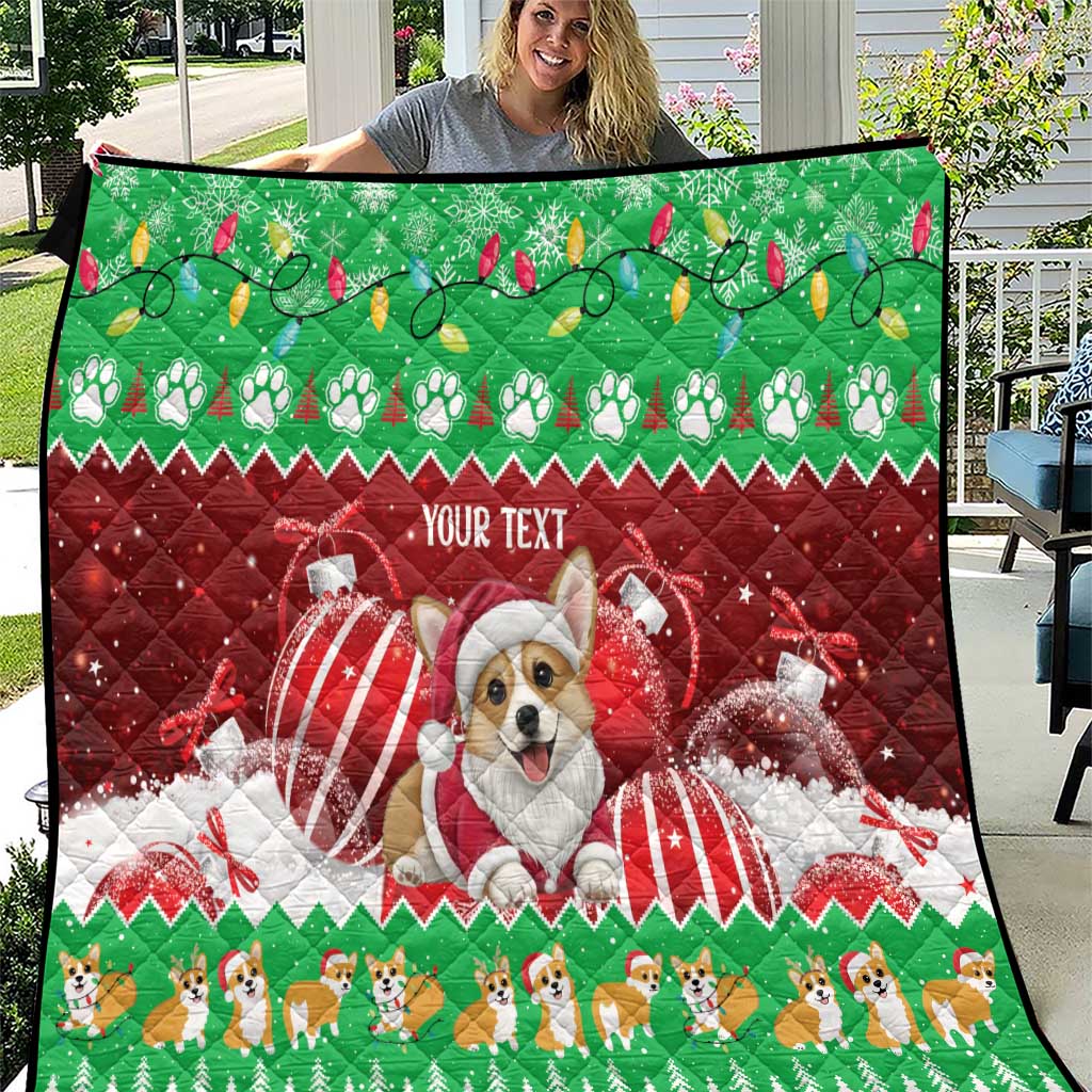 Personalised Wales Corgi Christmas Quilt Merry Corg-mas Flag Color - Wonder Print Shop