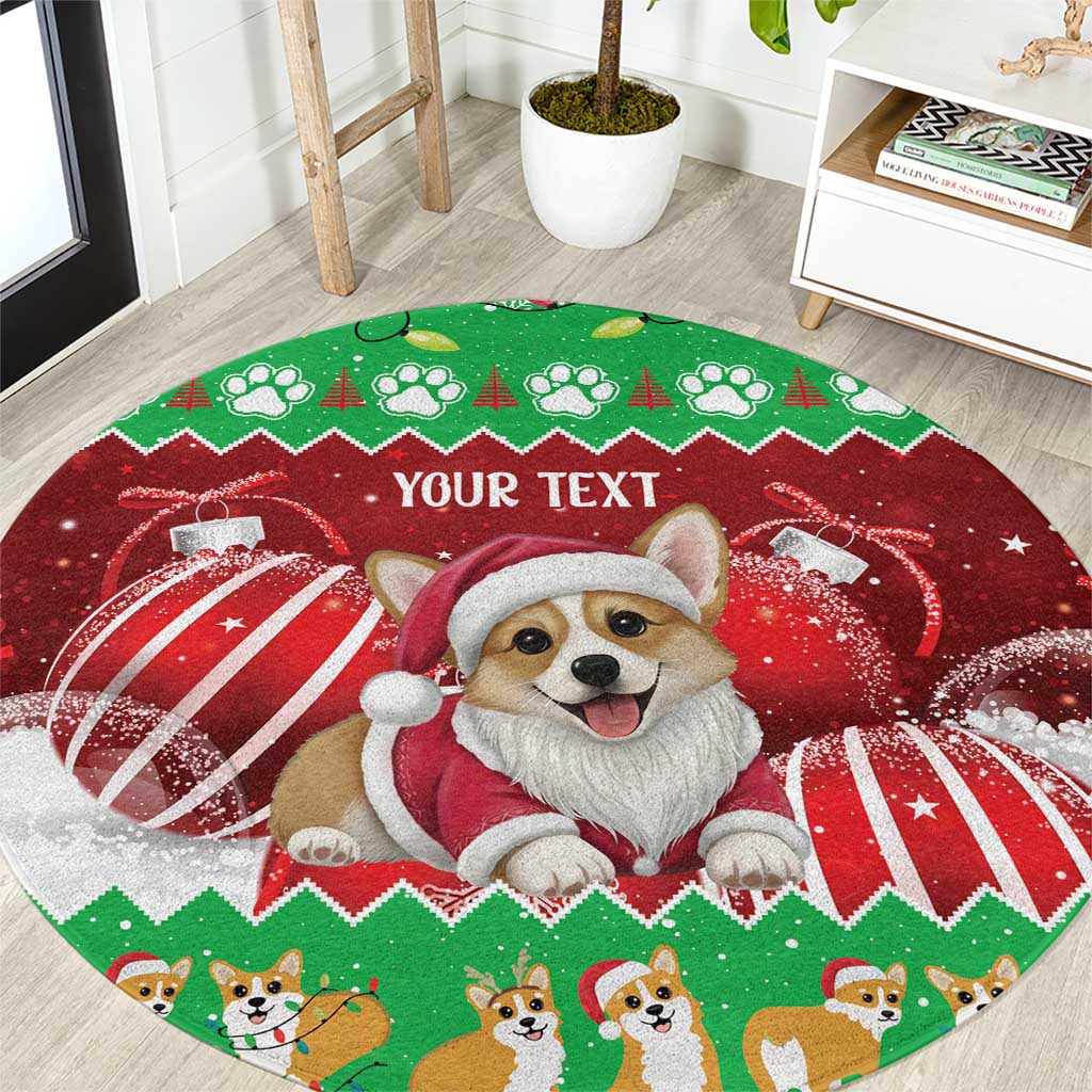 Personalised Wales Corgi Christmas Round Carpet Merry Corg-mas Flag Color - Wonder Print Shop
