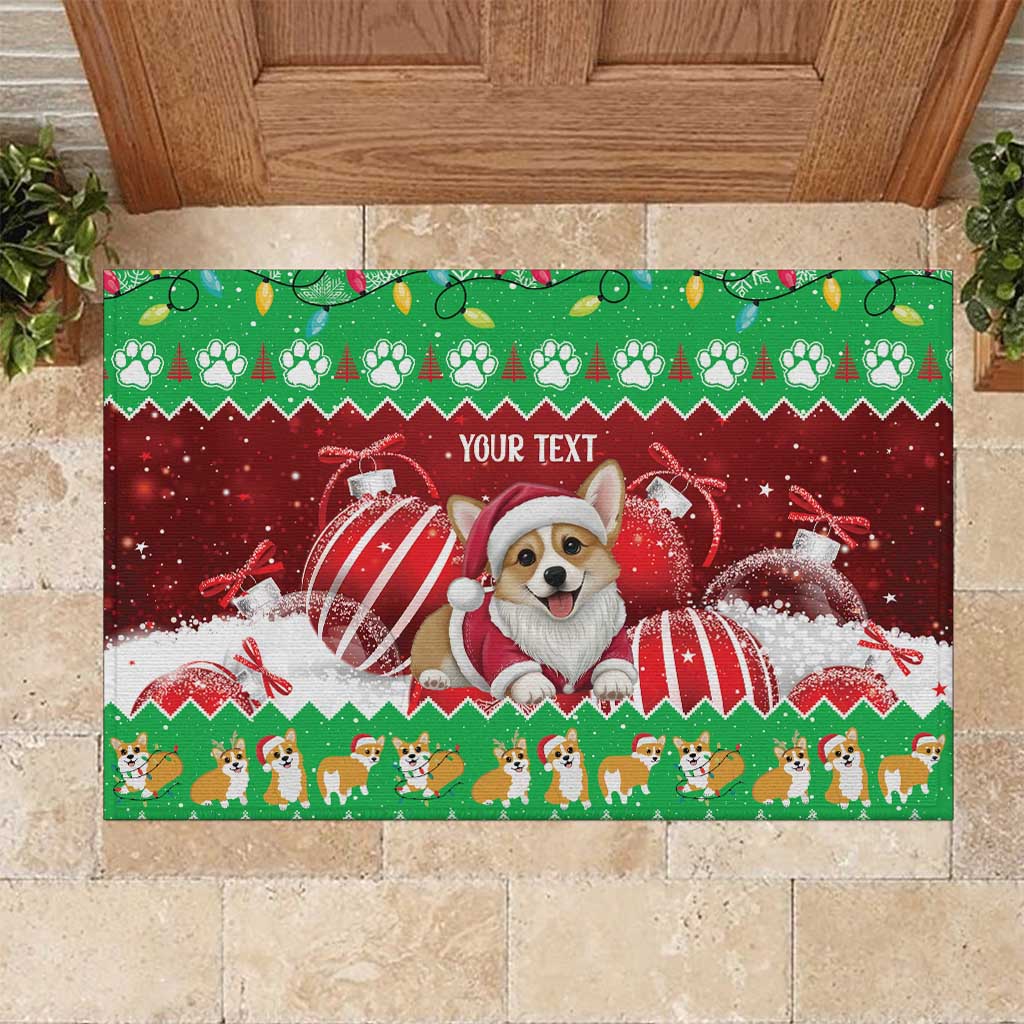 Personalised Wales Corgi Christmas Rubber Doormat Merry Corg-mas Flag Color - Wonder Print Shop