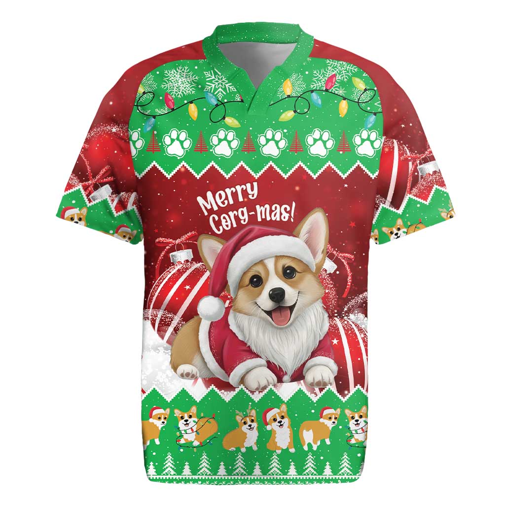 Personalised Wales Corgi Christmas Rugby Jersey Merry Corg-mas Flag Color - Wonder Print Shop