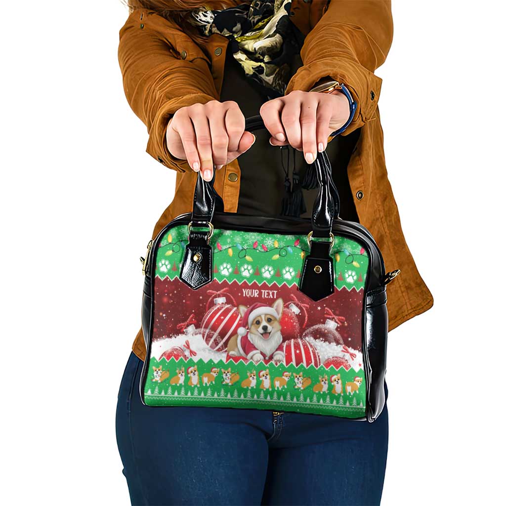 Personalised Wales Corgi Christmas Shoulder Handbag Merry Corg-mas Flag Color - Wonder Print Shop