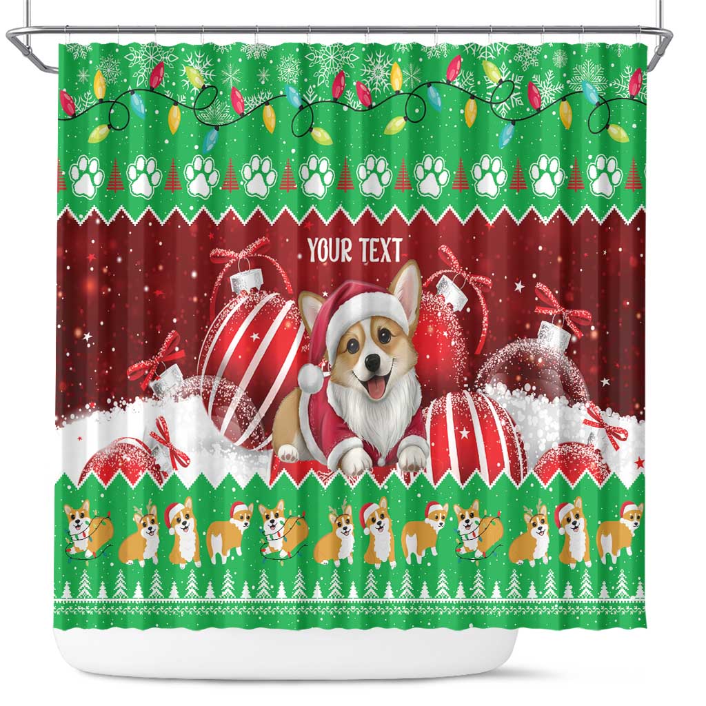 Personalised Wales Corgi Christmas Shower Curtain Merry Corg-mas Flag Color - Wonder Print Shop