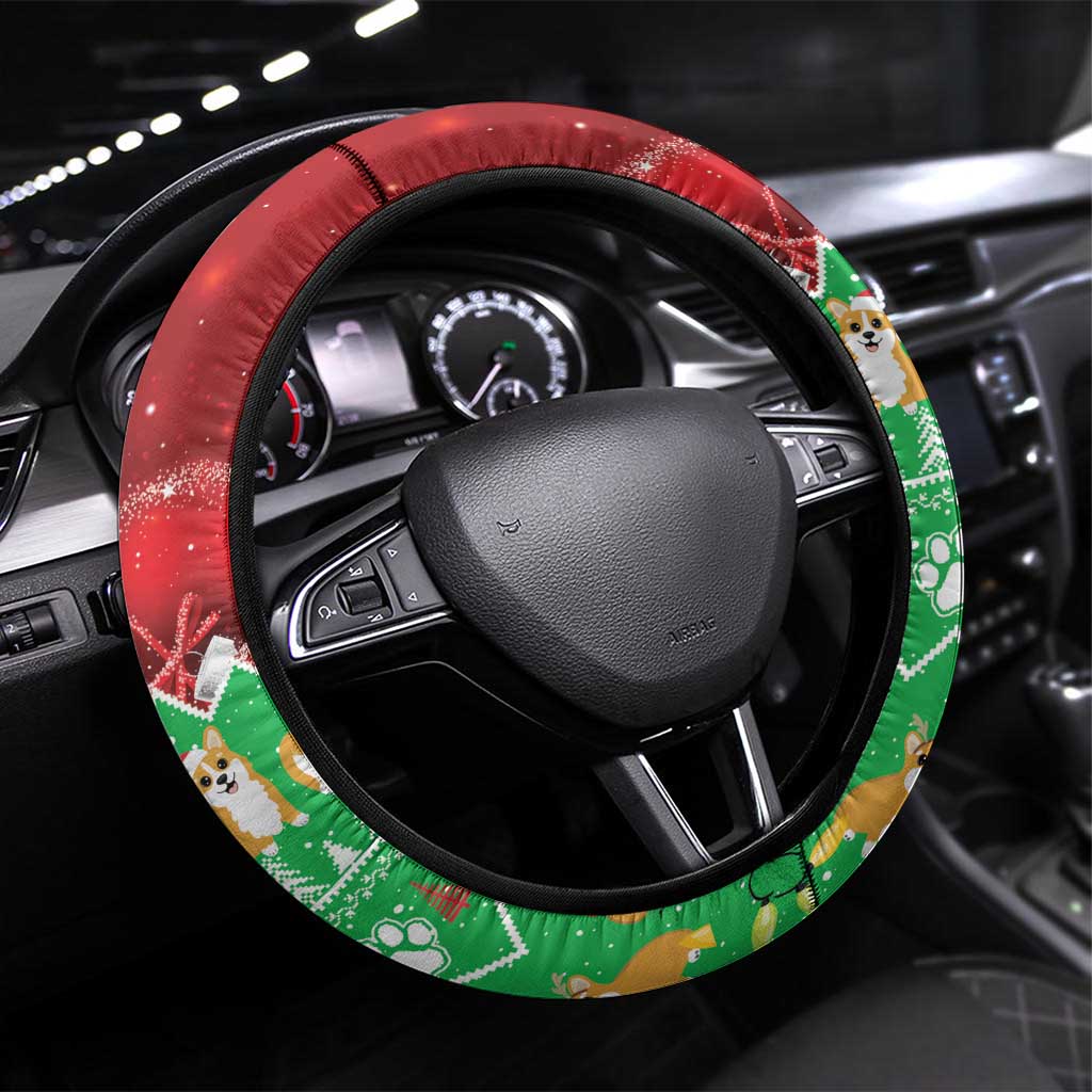 Wales Corgi Christmas Steering Wheel Cover Merry Corg-mas Flag Color - Wonder Print Shop