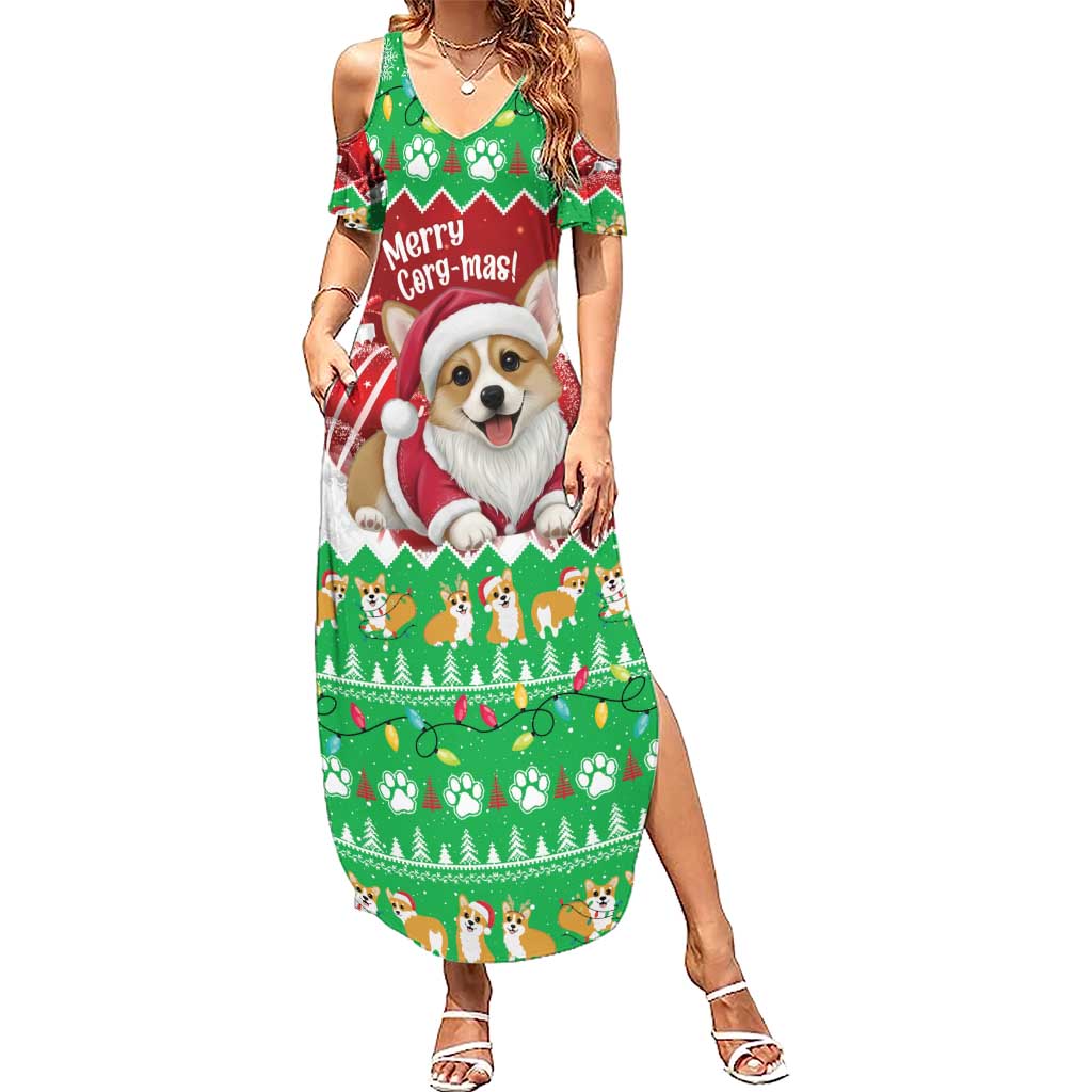 Personalised Wales Corgi Christmas Summer Maxi Dress Merry Corg-mas Flag Color - Wonder Print Shop