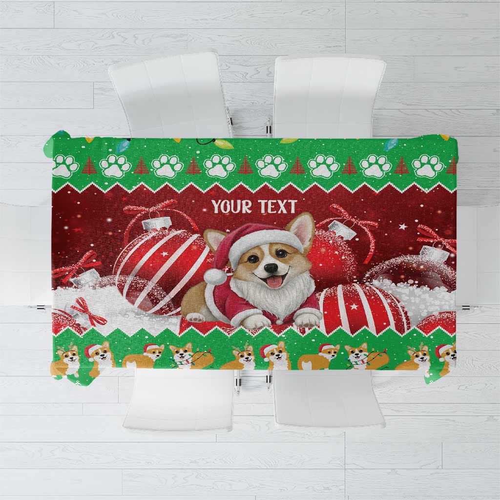 Personalised Wales Corgi Christmas Tablecloth Merry Corg-mas Flag Color - Wonder Print Shop