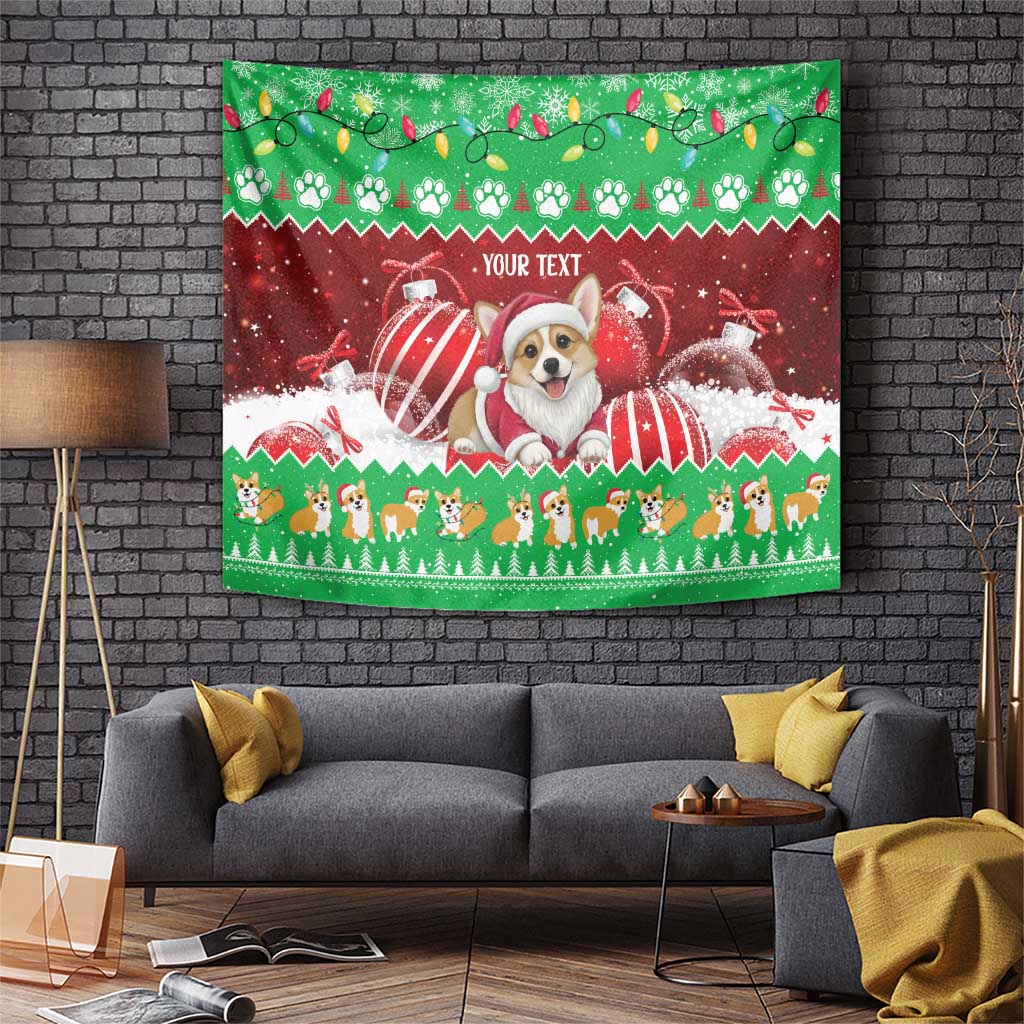 Personalised Wales Corgi Christmas Tapestry Merry Corg-mas Flag Color - Wonder Print Shop