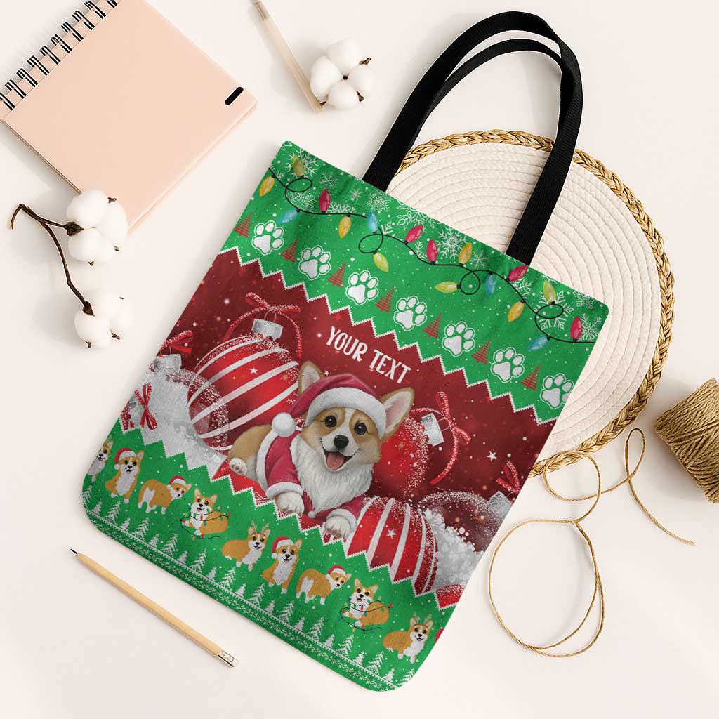 Personalised Wales Corgi Christmas Tote Bag Merry Corg-mas Flag Color - Wonder Print Shop