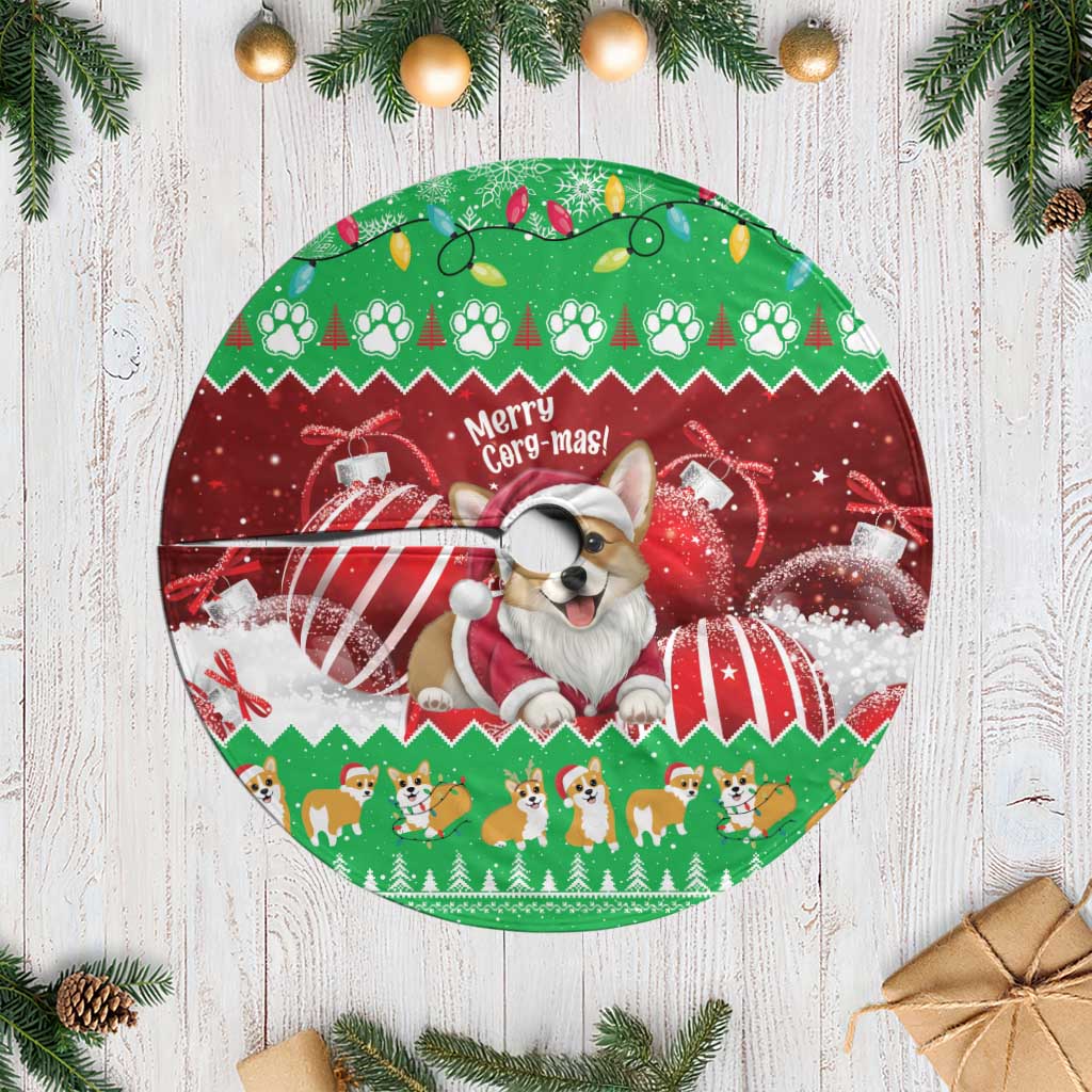 Wales Corgi Christmas Tree Skirt Merry Corg-mas Flag Color - Wonder Print Shop