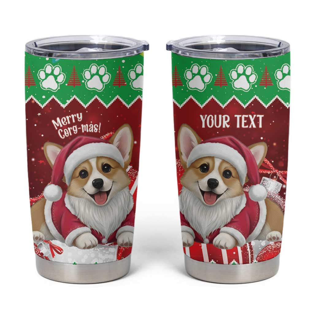 Personalised Wales Corgi Christmas Tumbler Cup Merry Corg-mas Flag Color - Wonder Print Shop