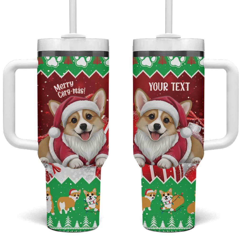 Personalised Wales Corgi Christmas Tumbler With Handle Merry Corg-mas Flag Color - Wonder Print Shop