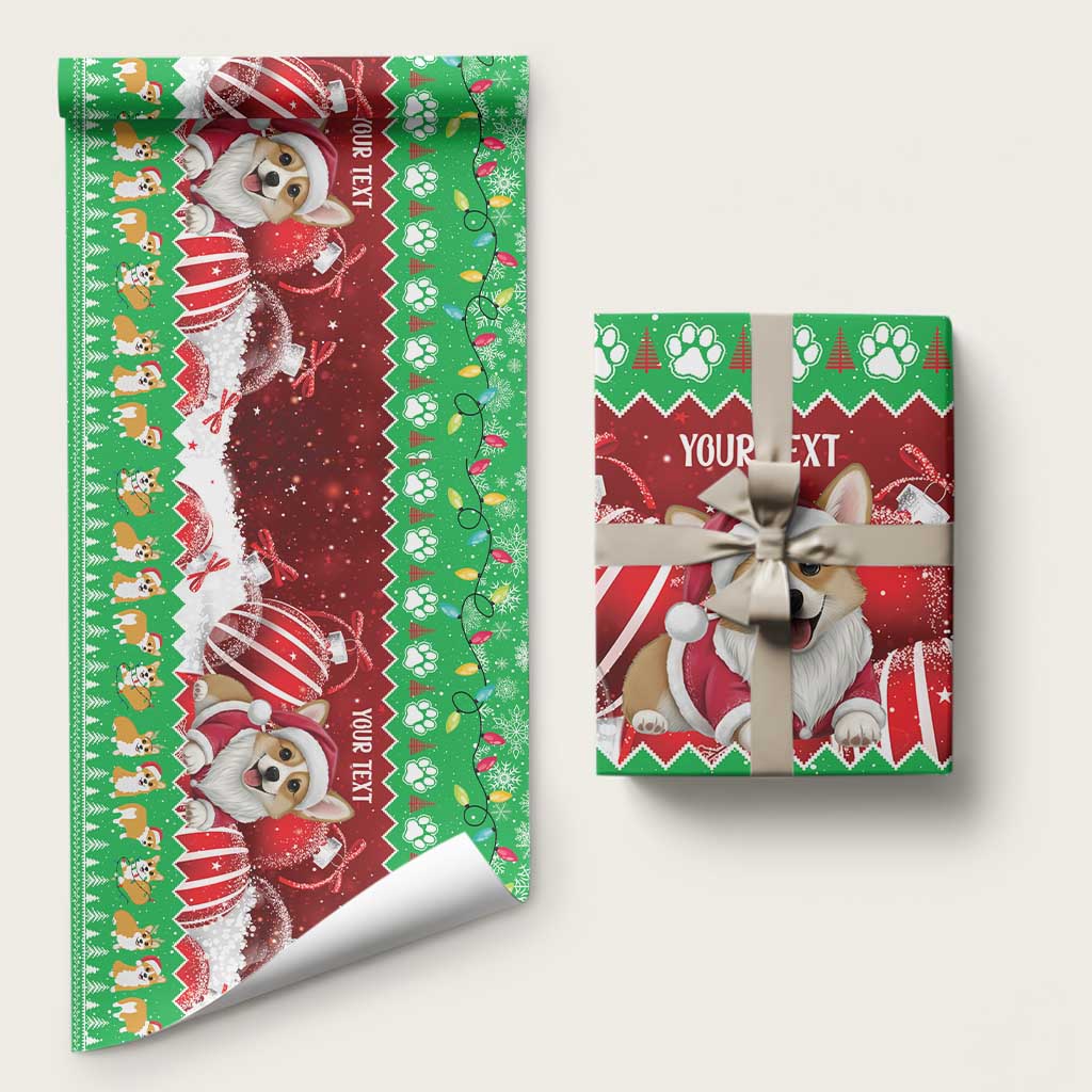 Personalised Wales Corgi Christmas Wrapping Paper Merry Corg-mas Flag Color - Wonder Print Shop