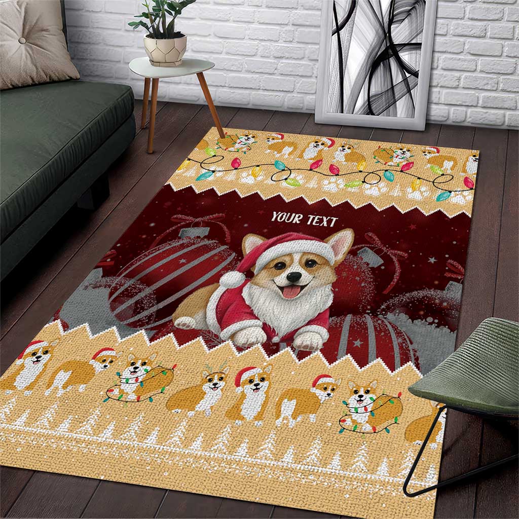Personalised Wales Corgi Christmas Area Rug Merry Corg-mas Yellow Color - Wonder Print Shop