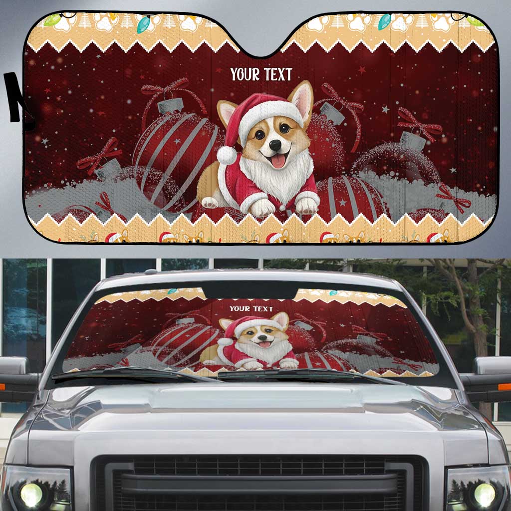 Personalised Wales Corgi Christmas Auto Sun Shade Merry Corg-mas Yellow Color - Wonder Print Shop
