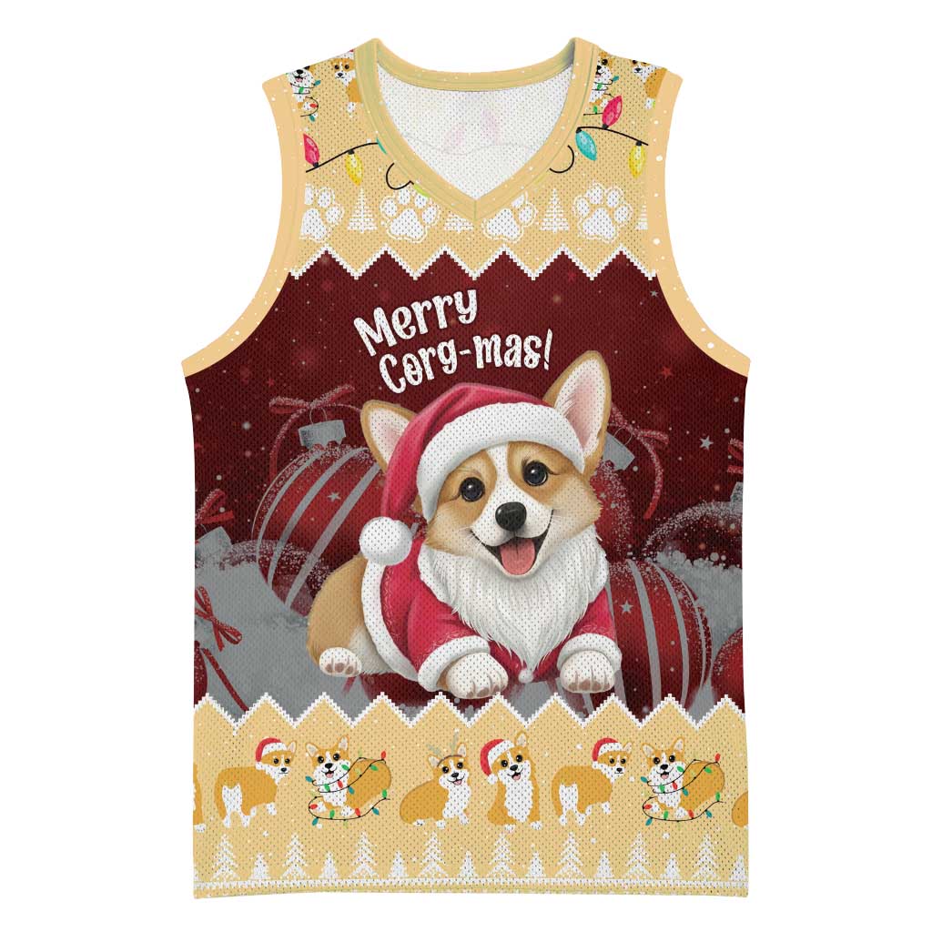 Personalised Wales Corgi Christmas Basketball Jersey Merry Corg-mas Yellow Color - Wonder Print Shop